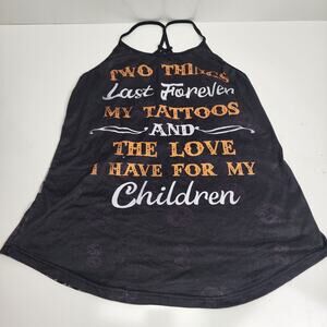 Forever Tattoos & Children Dual Skull Criss-Cross Straps Tank Top Women's Size L